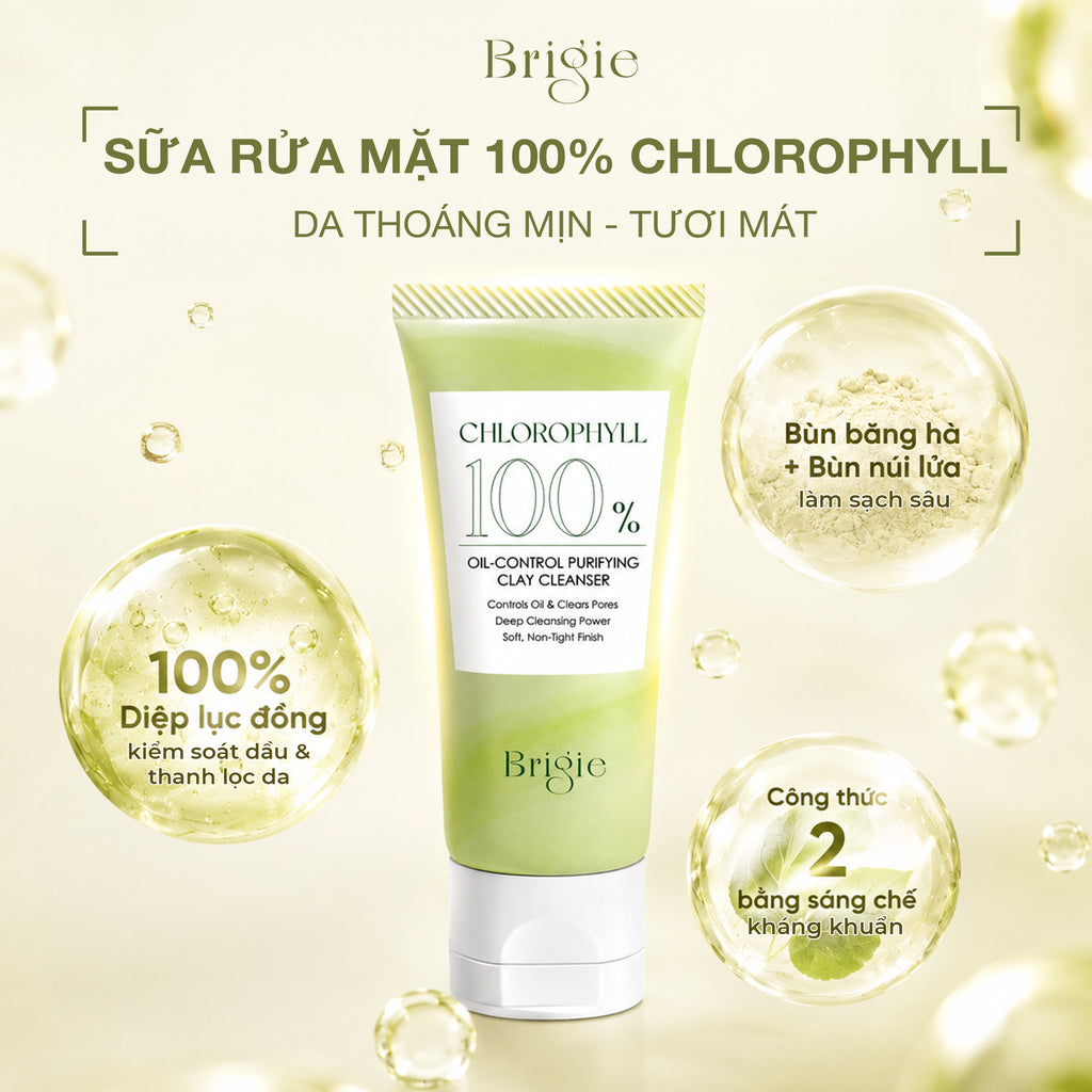 Cleanser Mud | Sữa rửa mặt đất sét kiểm soát dầu được chiết xuất 100% từ chất diệp lục