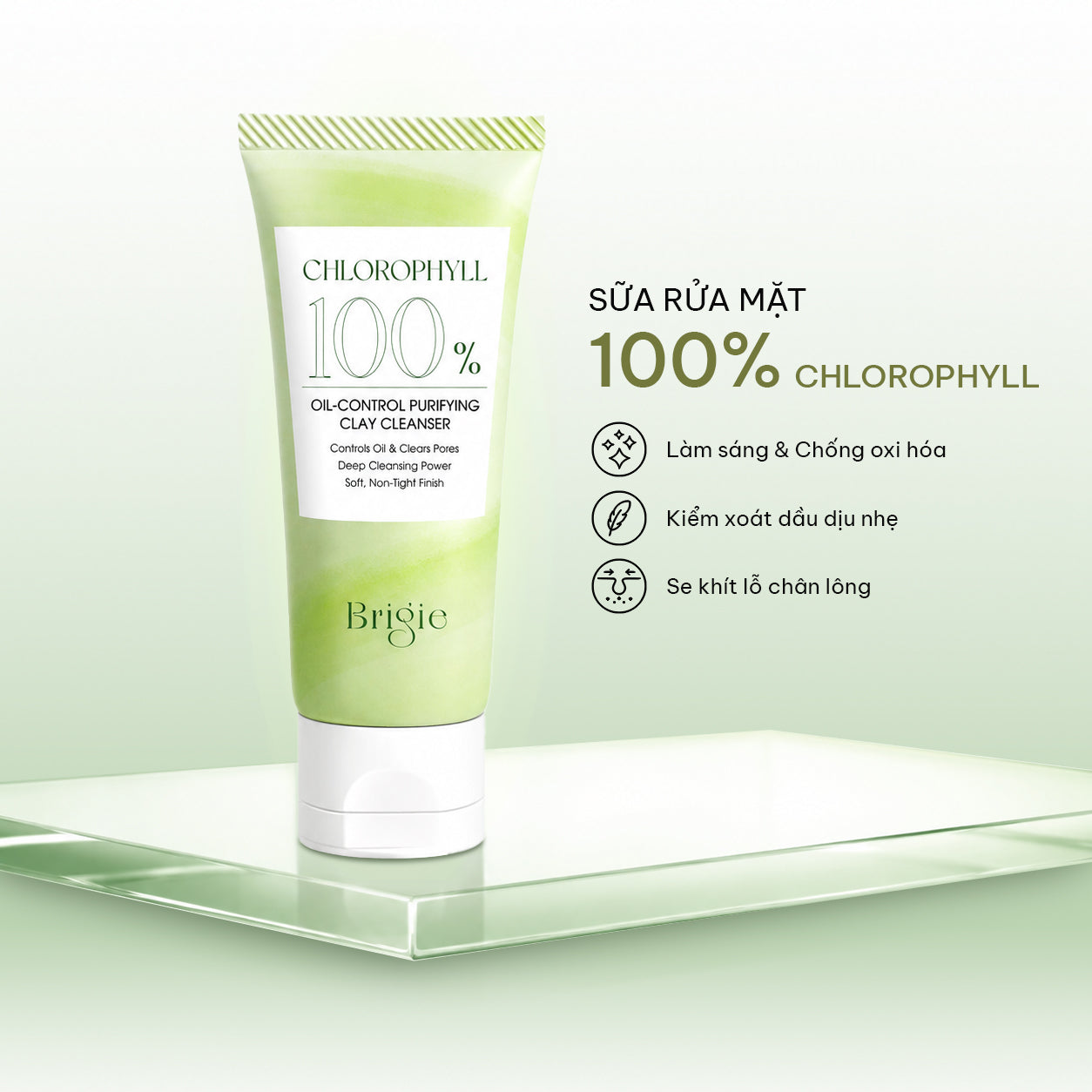 Cleanser Mud | Sữa rửa mặt đất sét kiểm soát dầu được chiết xuất 100% từ chất diệp lục
