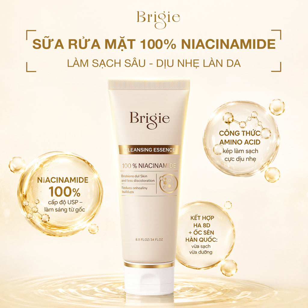 Tinh chất làm sạch da làm sáng da Brigie với 100% Niacinamide