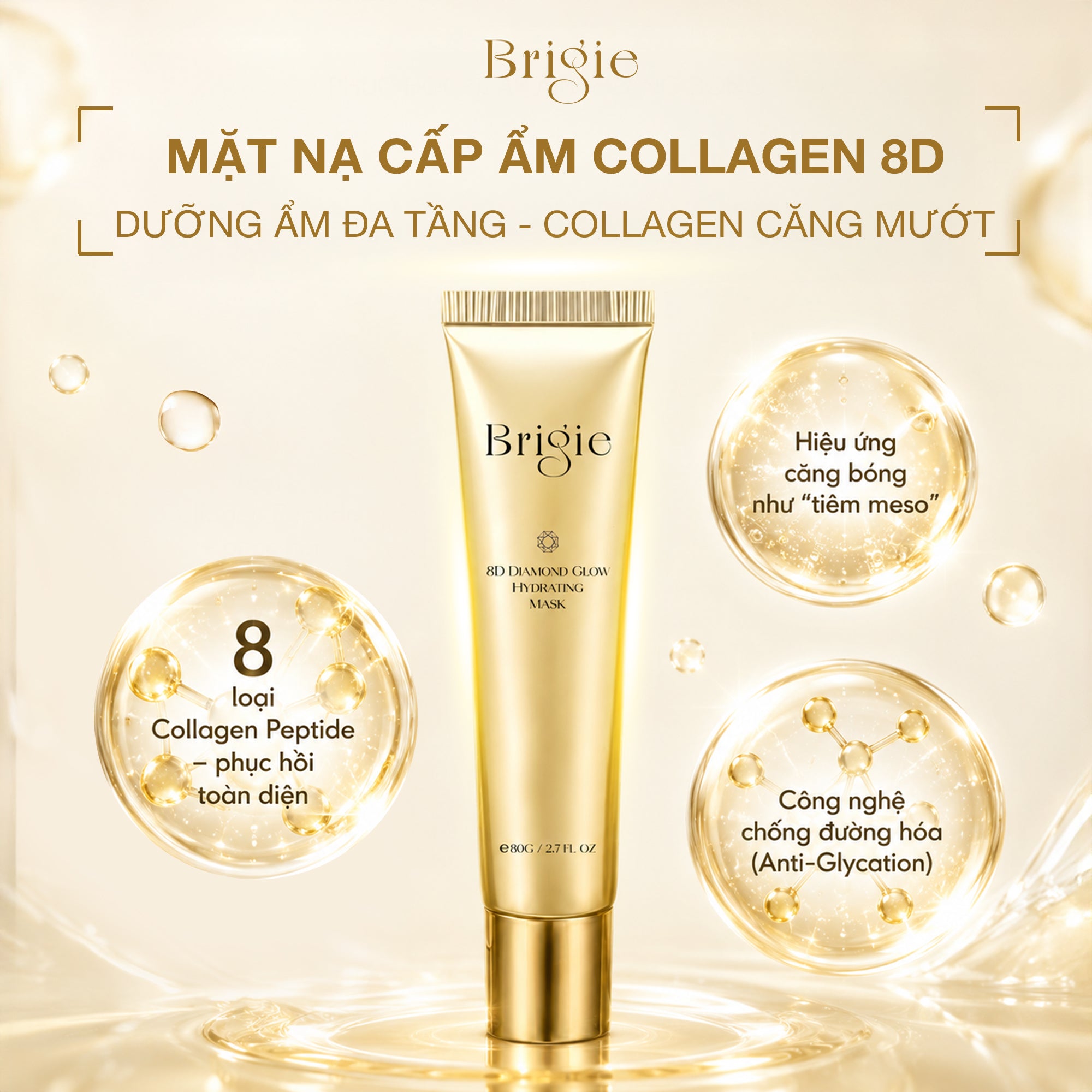 Mặt nạ cấp ẩm Collagen 8D Diamond Glow