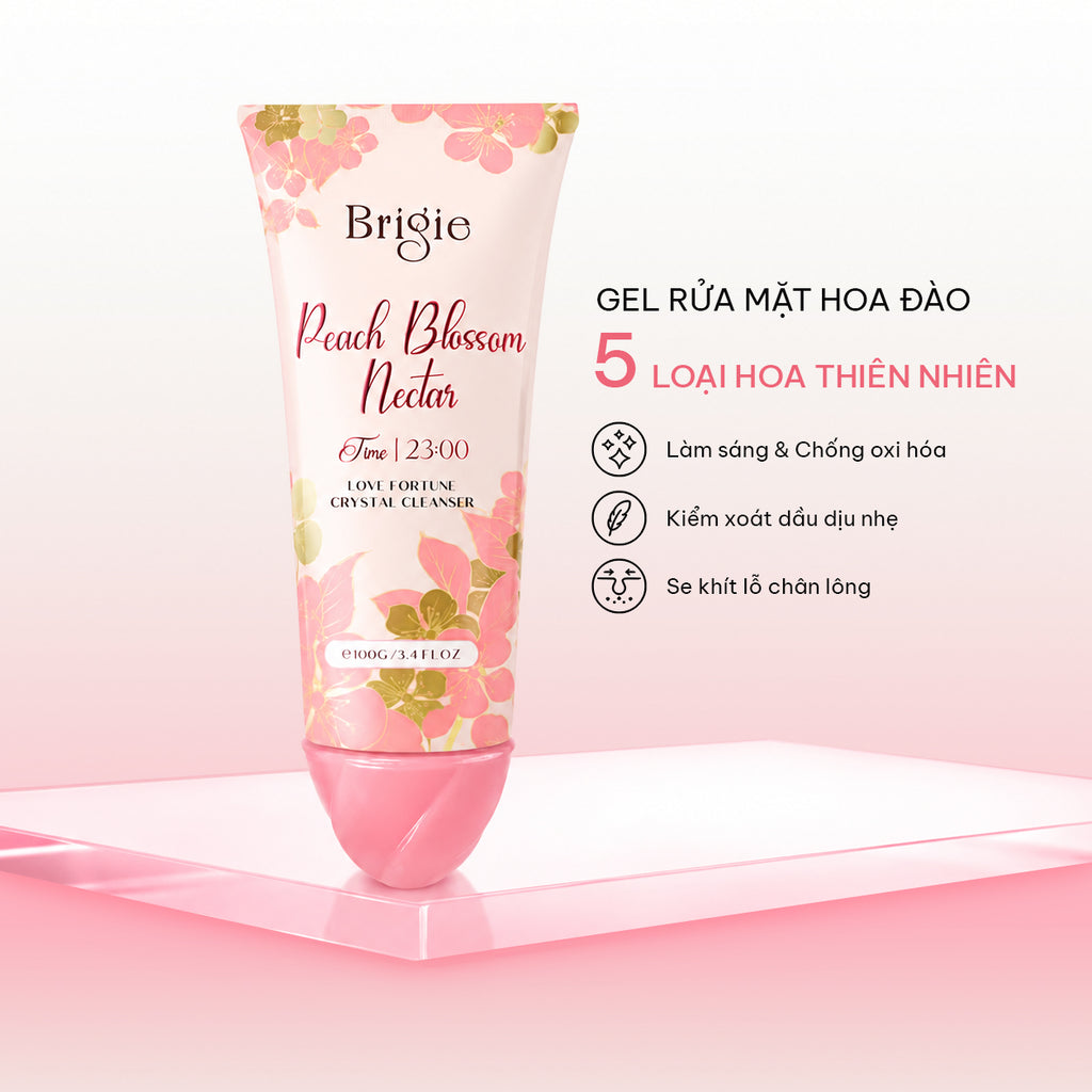 Gel Rửa Mặt Hoa Đào Gel Pha Lê | Chiết Xuất Hoa Đào Làm Sạch Da, Hỗ Trợ Sáng Da